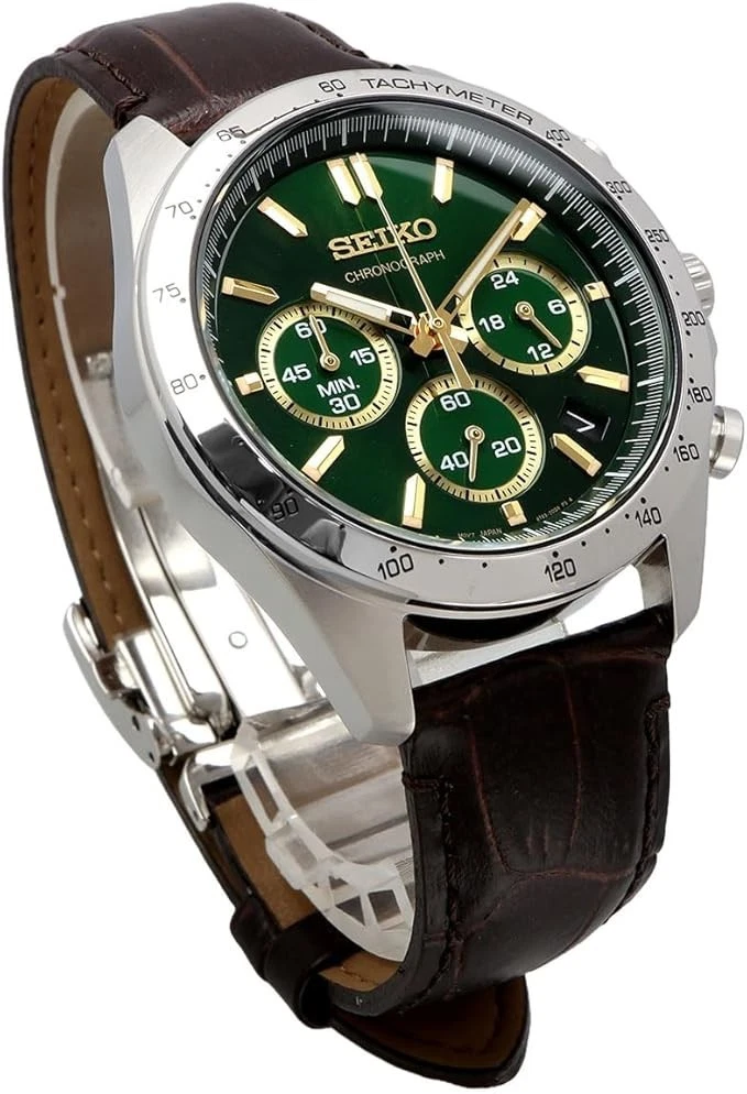 Seiko SBTR017 brown leather strap side profile