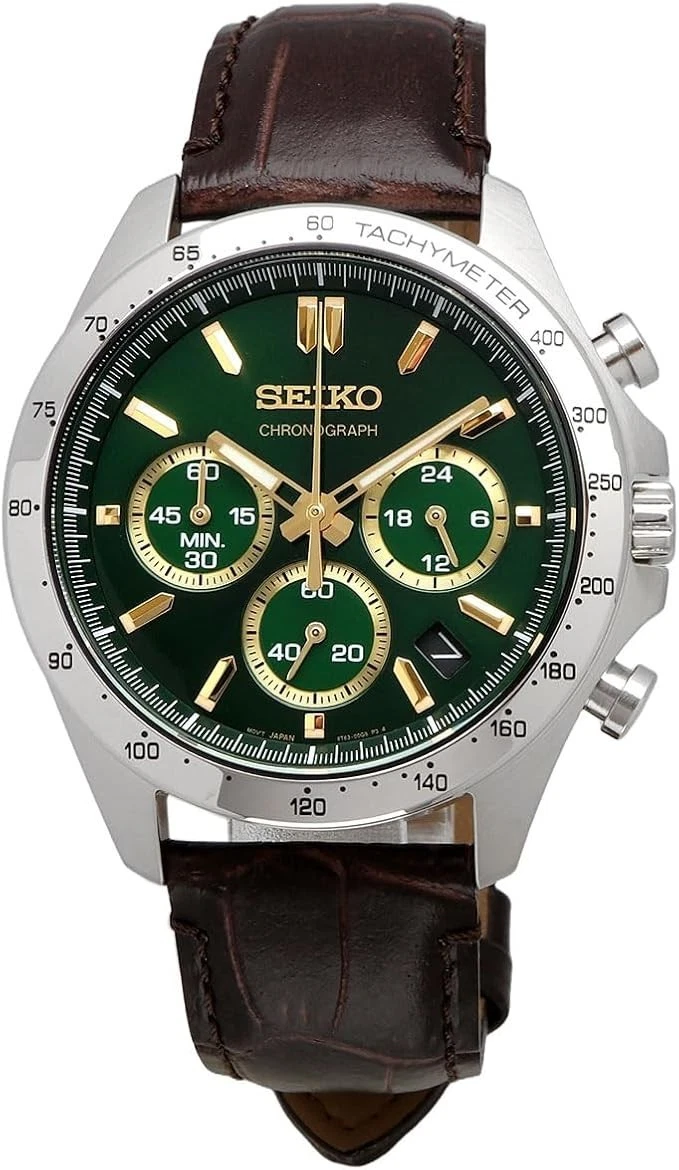 Seiko SBTR017 crown and chronograph pushers close-up
