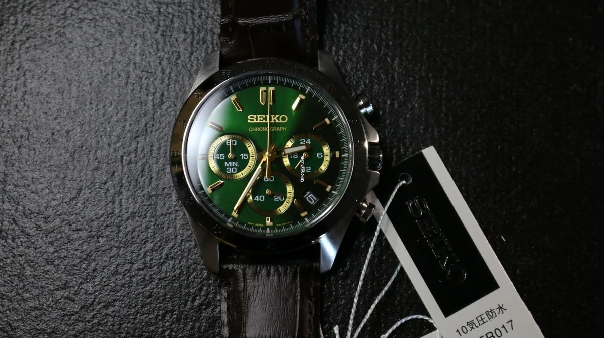 Seiko SBTR017 chronograph on wrist, wide shot