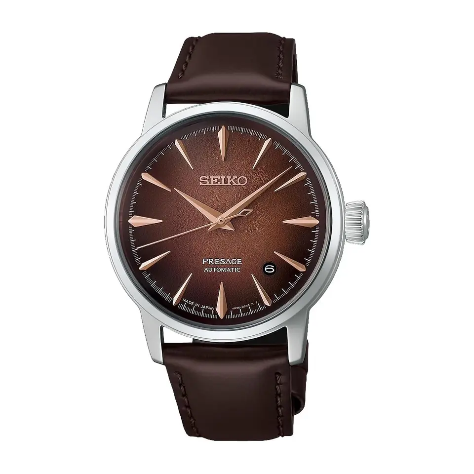 Relógio Seiko Presage Cocktail Time Marrom Degrade em fundo branco