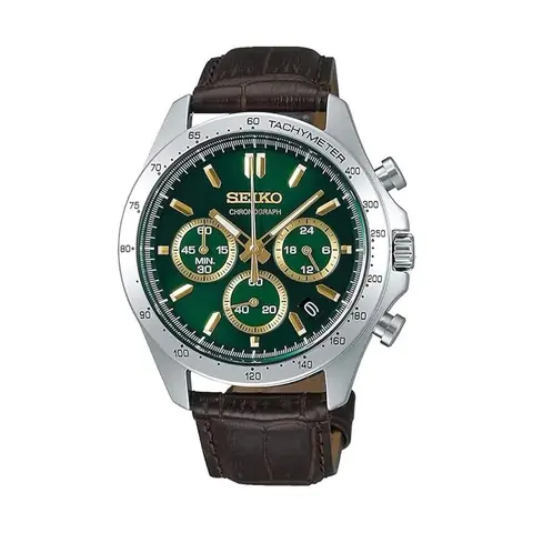 Relógio Seiko Cronógrafo Verde em fundo branco