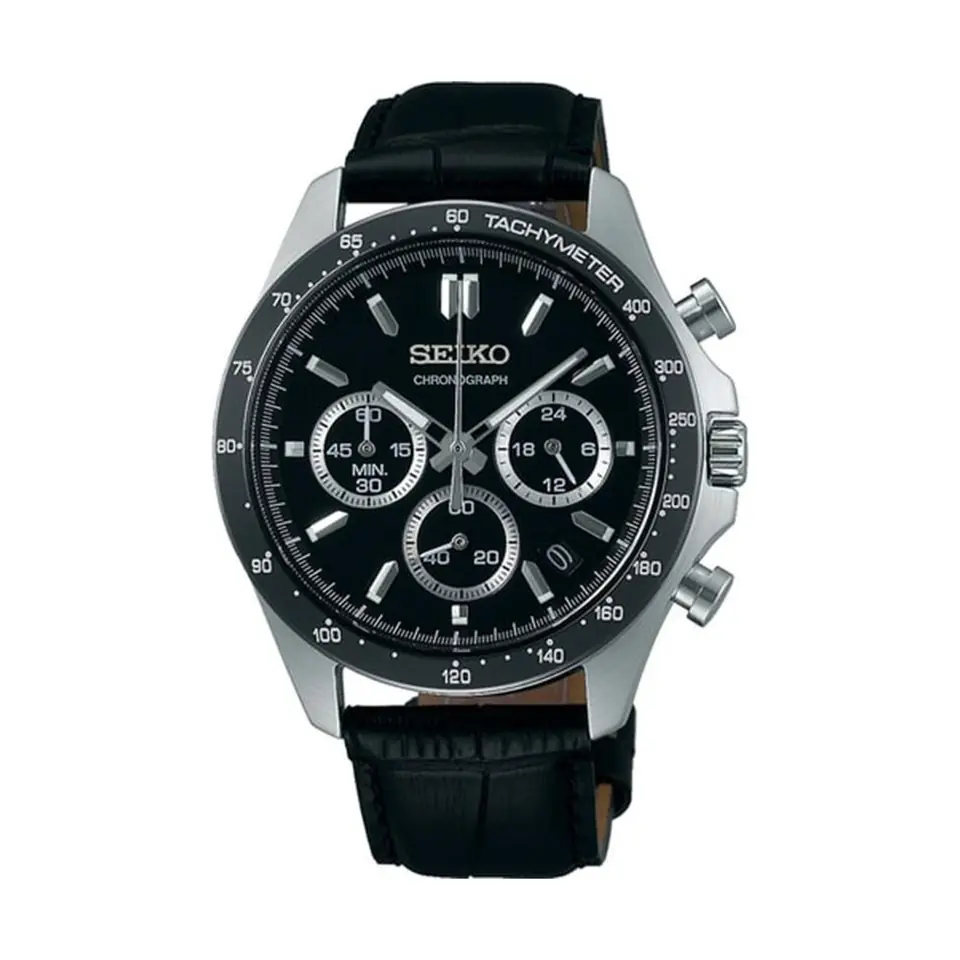 Relógio Seiko Spirit Cronógrafo Preto em fundo branco