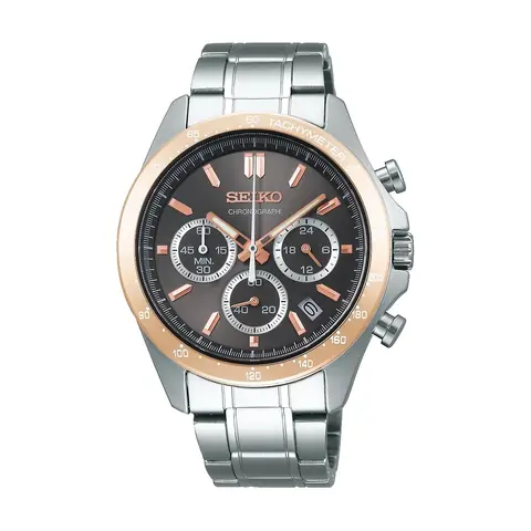 Relógio Seiko Spirit Cronógrafo Bicolor em fundo branco