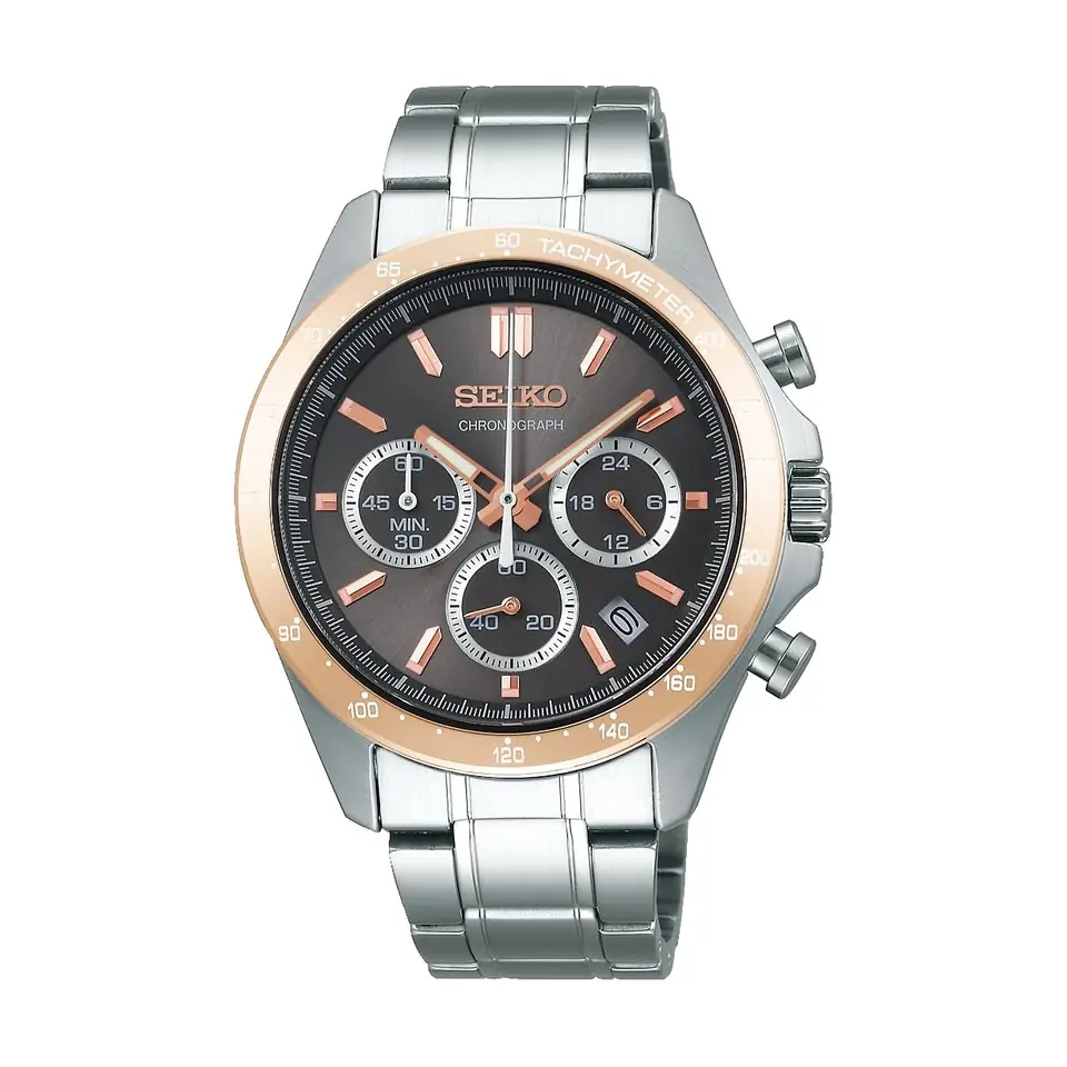 Relógio Seiko Spirit Cronógrafo Bicolor em fundo branco