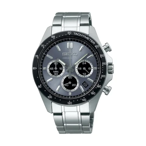 Relógio Seiko Spirit Cronógrafo Cinza em fundo branco