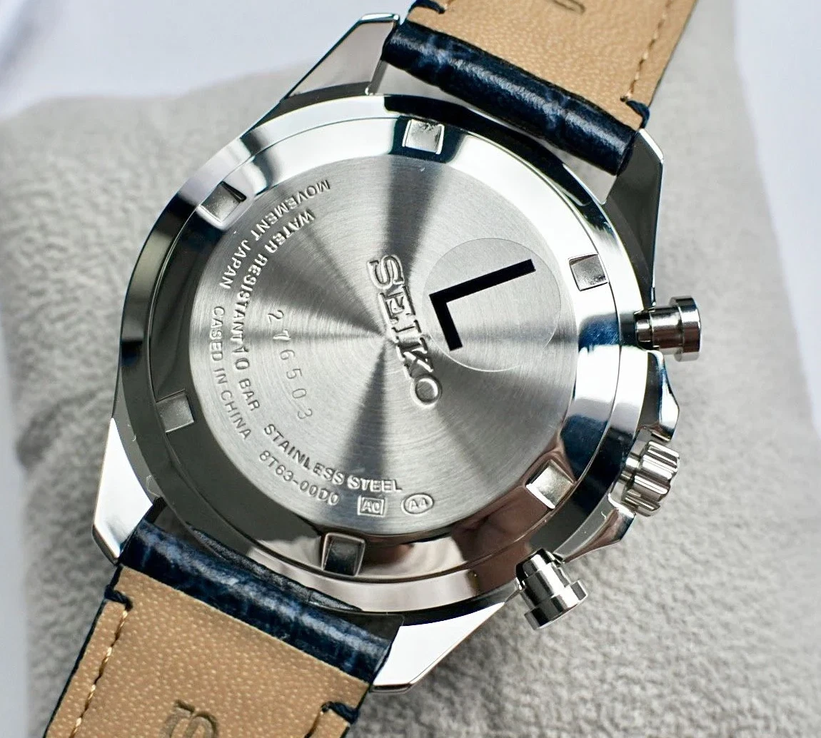 Seiko SBTR019 sunray blue dial catching light